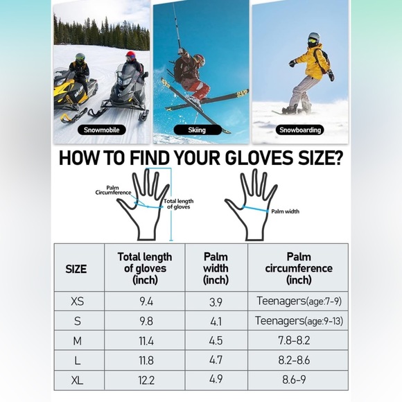 NWT FIORETTO Ski Snow Gloves Waterproof Touchscreen, XLarge - Picture 6 of 6